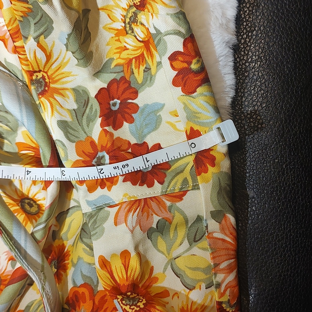 Med Longaberger Sunflower Fabric Tote With Straps In Coordinating Stripe Fabric - Picture 3 of 5